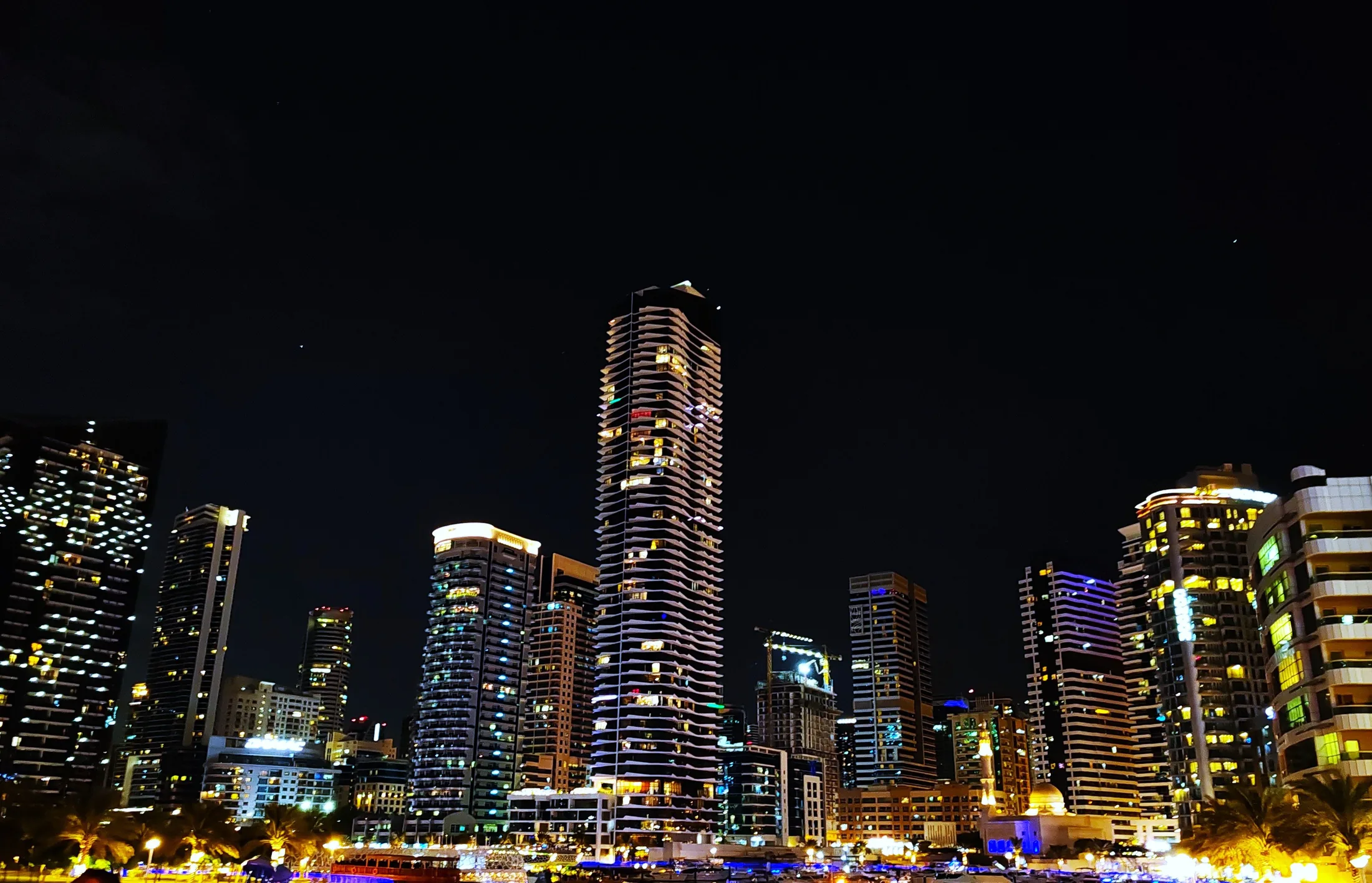 Dubai Marina skyline at night