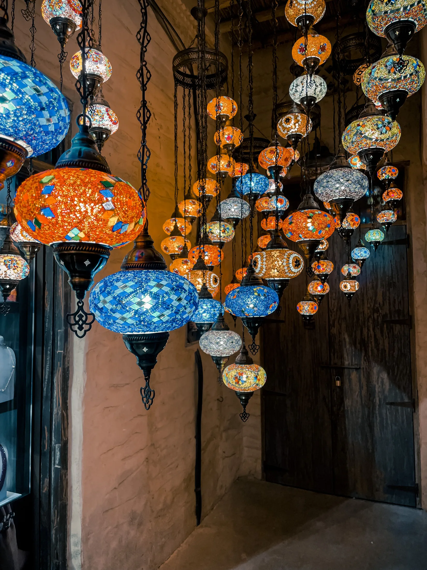 Mosaic lanterns in a Dubai souk